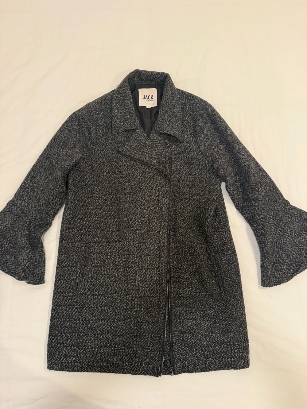 Jack by BB Dakota Black & Gray Textured Wool-Blend Pea Coat